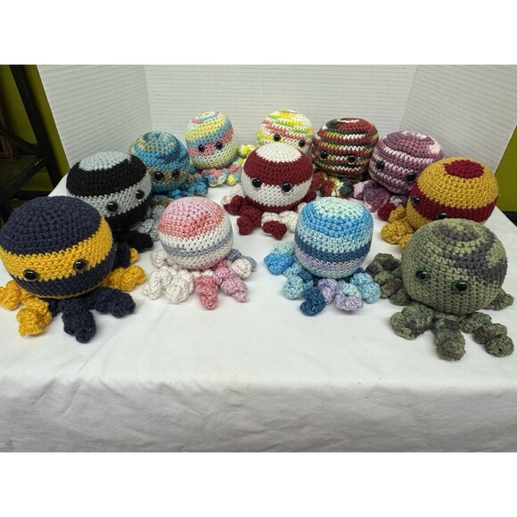 Handmade Crochet Octopus Plush-Soft Amigurumi Toy-Gift Sea Nautical Ocean Decor - Picture 1 of 16